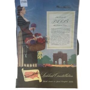 Vintage 1946 Lockheed Constellation The Leader to Paris Ad Advertisement